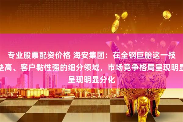 专业股票配资价格 海安集团:在全钢巨胎这一技术壁垒高、客户黏性强的细分领域,市场竞争格局呈现明显分化